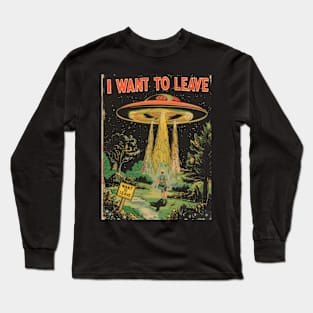 Vintage UFO Abduction Magazine Cover Poster Long Sleeve T-Shirt